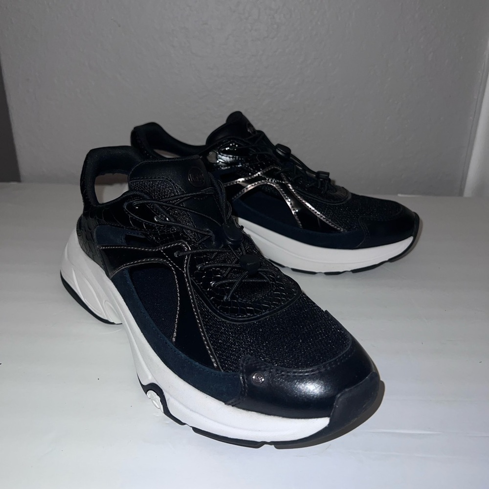 Michael Kors Black Toggle Lace Sneakers Mule Sling Back Chunky Sole